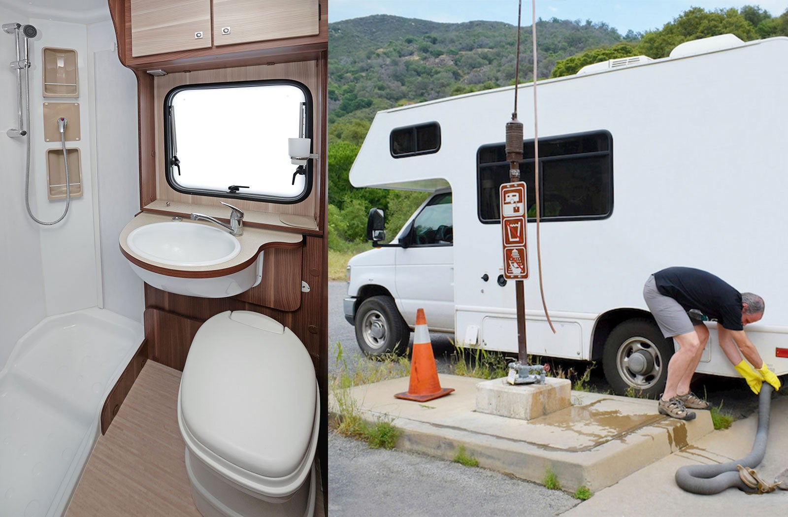 Portable RV/camper toilet and holding tank setup in Swedesboro, New Jersey