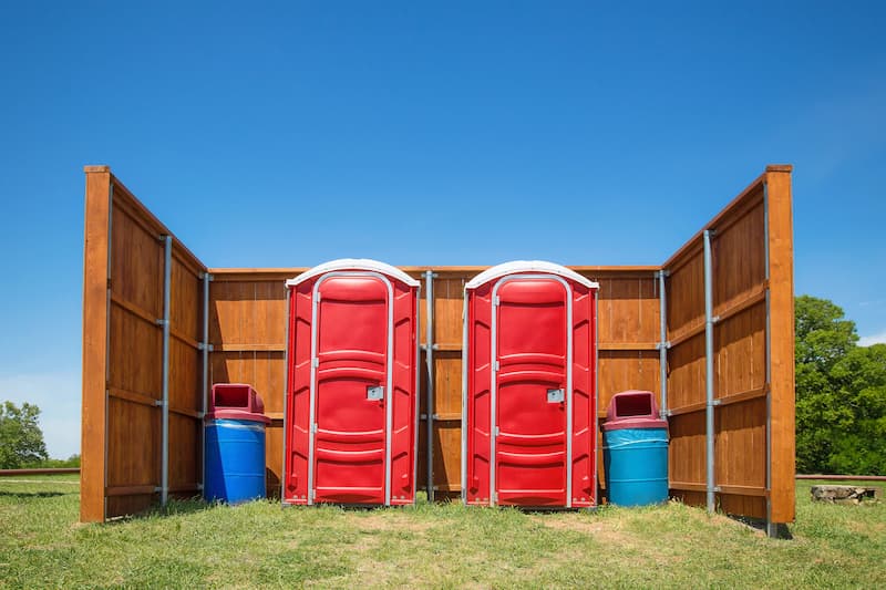 Short-term porta potty units staged for delivery in Swedesboro, New Jersey
