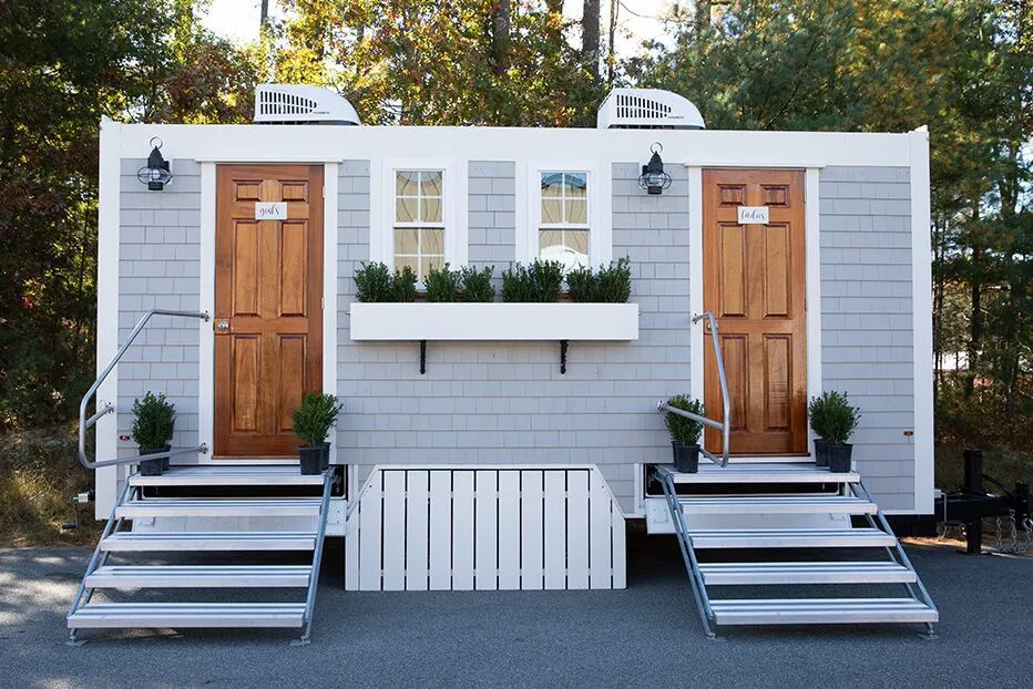 Wedding restroom units discretely staged at a venue in Swedesboro, New Jersey